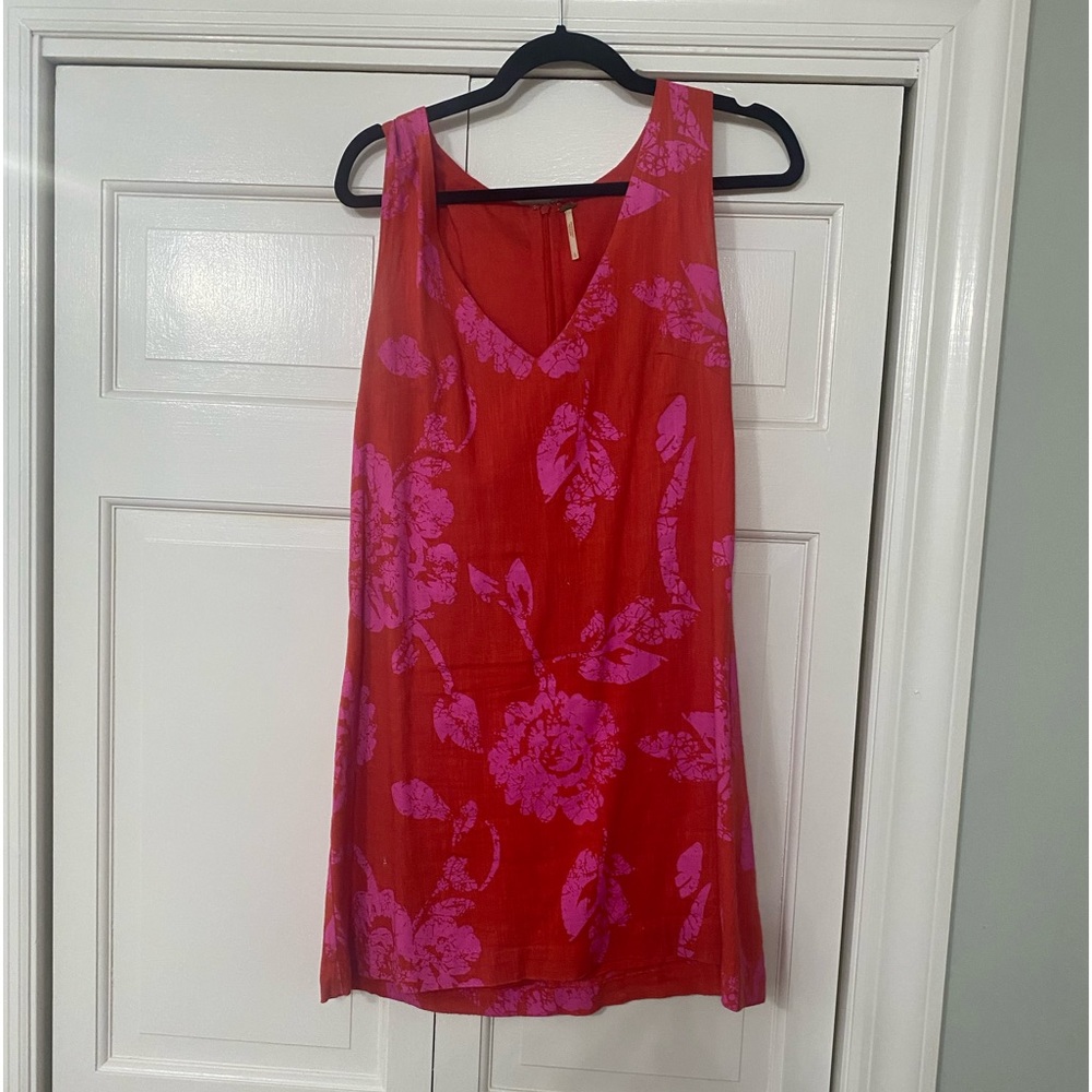 Free People Red Dress with Pink Floral Print